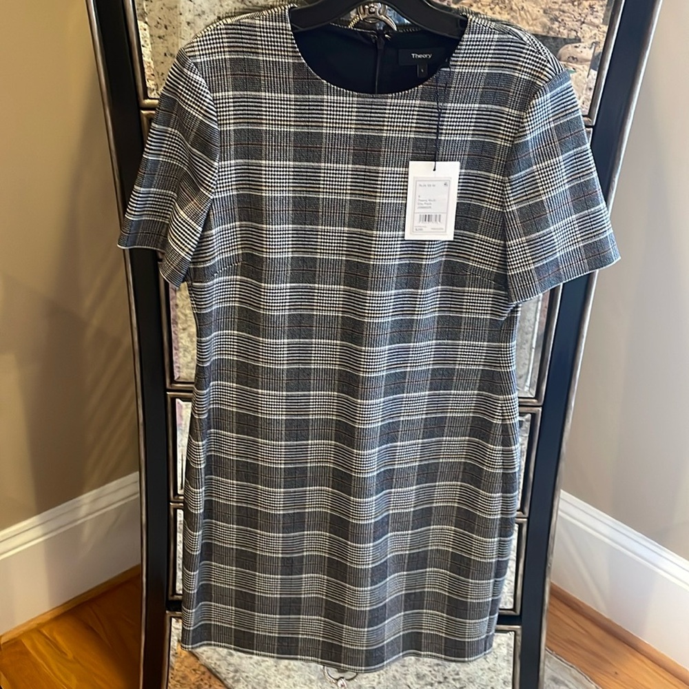 Theory dress is plaid-wool/poly.
